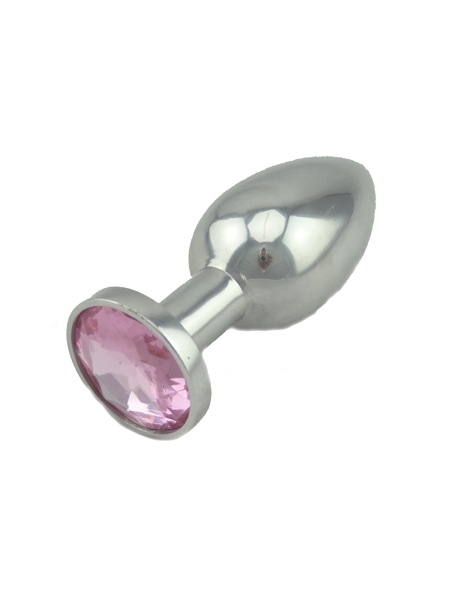 Pink Jeweled Medium Butt Plug Solid Aluminum - Ego