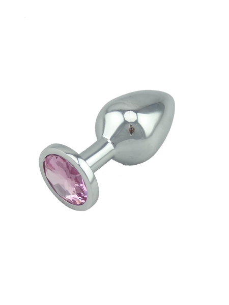 Pink Jeweled Medium Stainless Butt Plugs