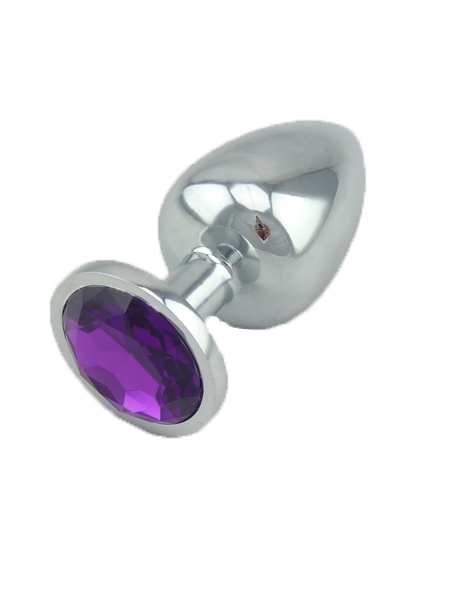 Purple Jeweled Small Stainless Butt Plugs