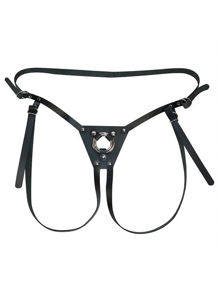 Buffalo Leather Strap-on Harness with Metal Rings - Ego