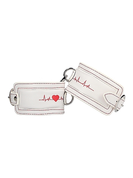 White Nurse Themed Leather Wristcuffs - Ouch!