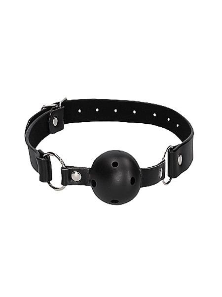 Breathable Ball Gag - With Bonded Leather Straps - Ouch!