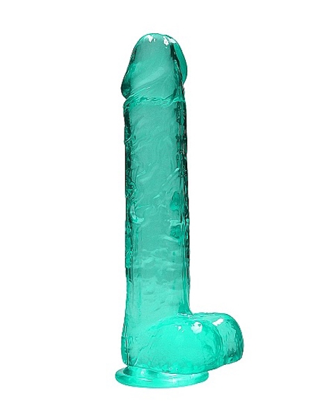 Turquoise Crystal Clear 10" Dildo - RealRock