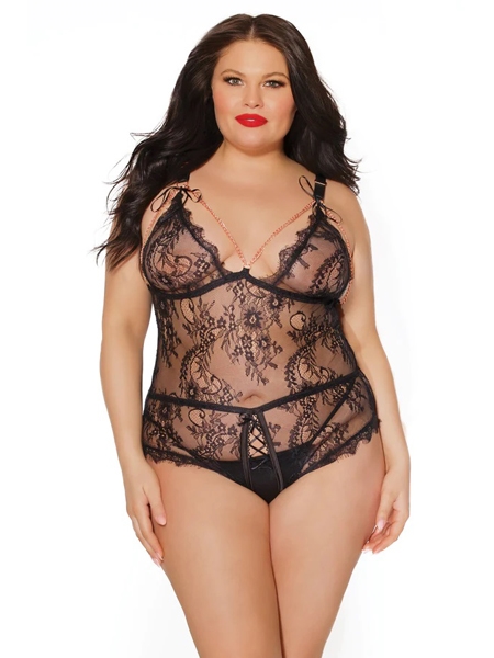 Crotchless Teddy - Black Label Collection - Coquette