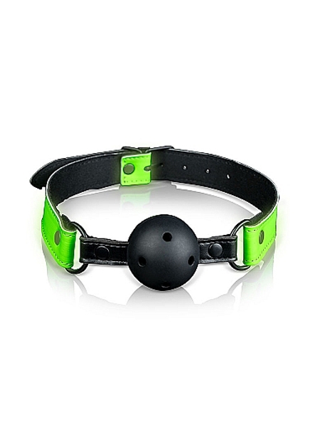 Glow in the Dark Bonded Leather Breathable Ball Gag - Ouch