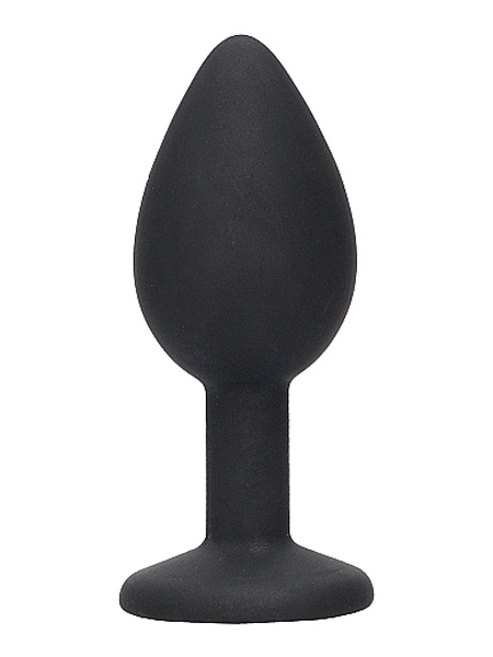 Black Silicone Butt Plug with Removable Jewel - Ouch